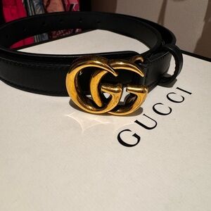 Gently Worn Gucci Thin Belt Black Gold